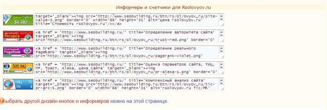 Информеры и счетчики для Rsolovyov.ru